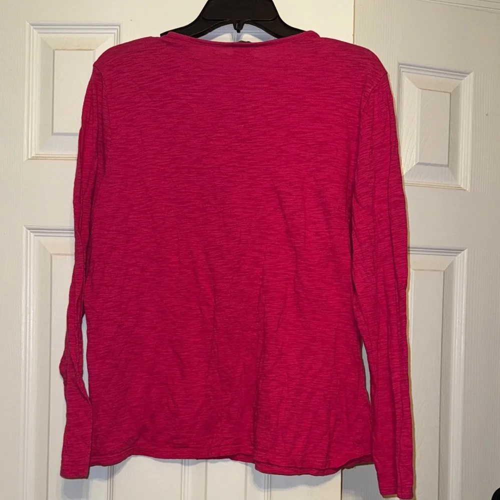 INC International Concepts Fuchsia Button-Accent Long Sleeve Top - Picture 8 of 9